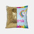 Personalized Unicorns and Rainbows Sequined Pillow, Cute Knitting Gift for Friend, Gift for Little Girl, Daughter Gift, Knitter Gift